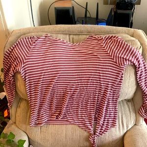 Long Sleeved Magenta-White striped shirt!